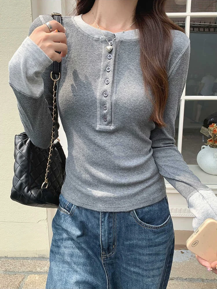 Embroidery Shirt - Y2K 패치워크 티셔츠 2025, 대비색 그런지