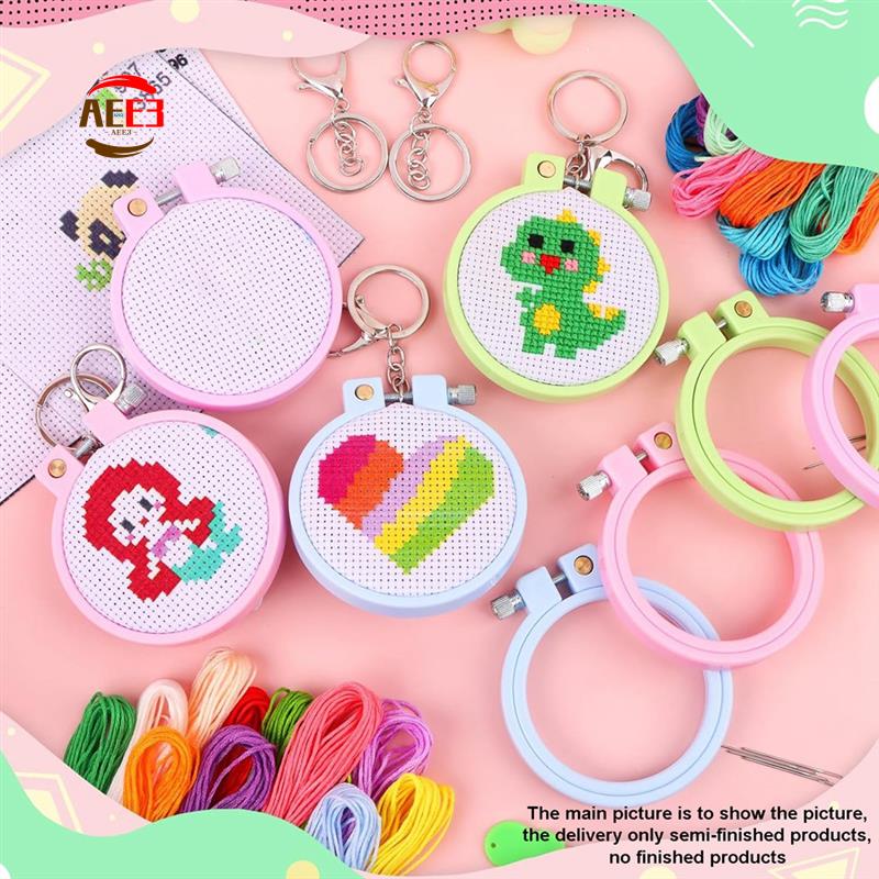 Embroidery For Beginners - AEE3-6Pcs 어린이를위한 스탬프 크로스 스티치 키트