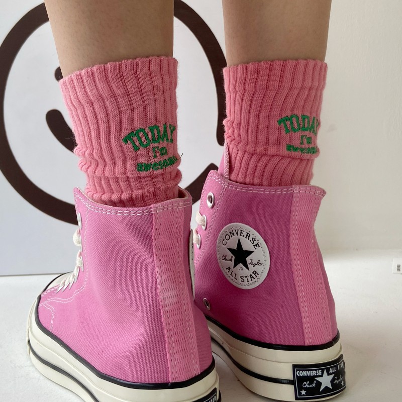 Embroidery On Socks - 남녀공용 재미있는 면 양말 자수 레터,