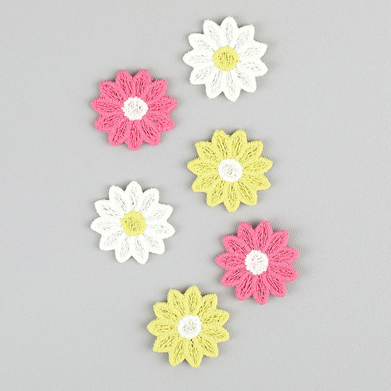Embroidery On Socks - 30개 2.5CM 자수 해바라기 아플리케 -