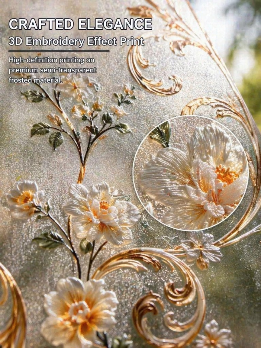 Embroidery Free Pattern - 자수 패턴 반투명 프라이버시 윈도우 필름,