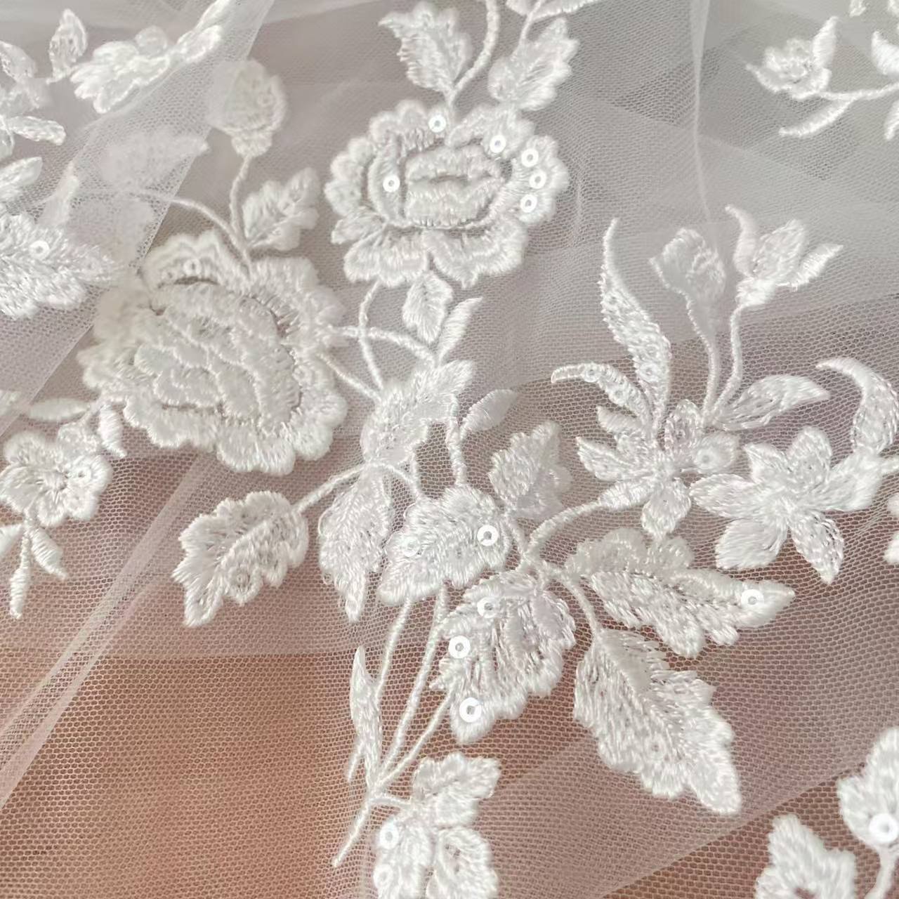 Embroidery Abaya - 프랑스 자수 레이스 원단, 아름다운 꽃,