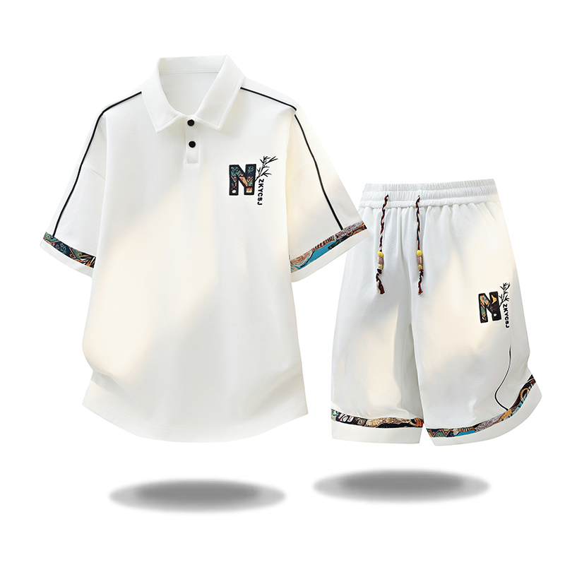 새로운 여름 패션 트렌디 야외 스포츠 반팔 티셔츠 세트 - Embroidery Shirt 리뷰 및 가격
