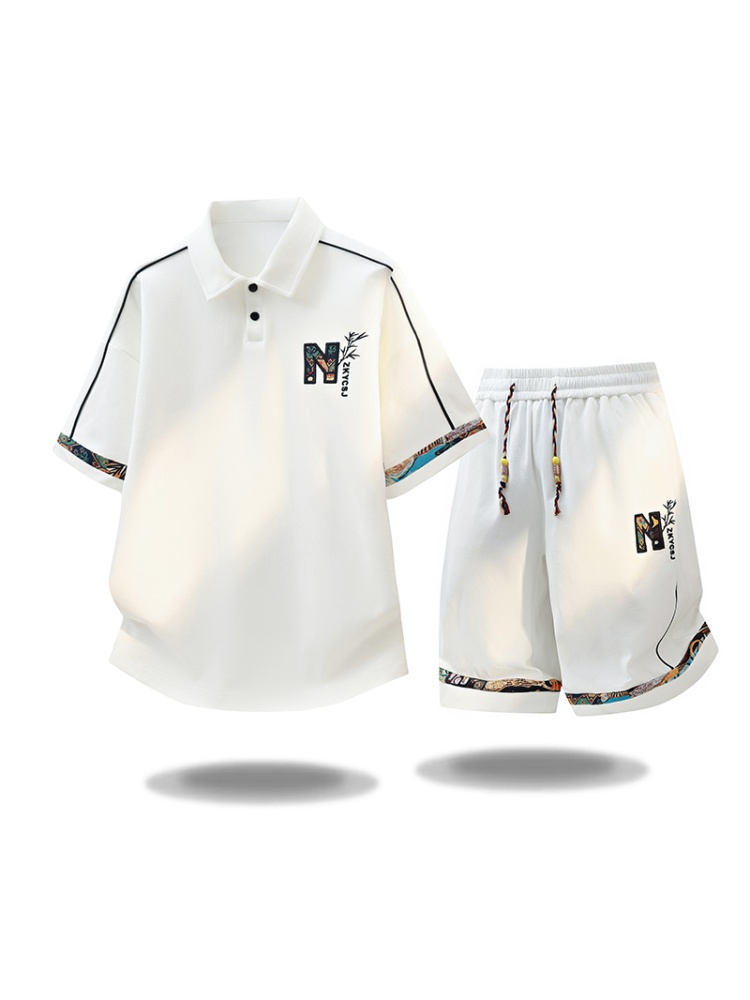 새로운 여름 패션 트렌디 야외 스포츠 반팔 티셔츠 세트 - Embroidery Shirt 리뷰 및 가격