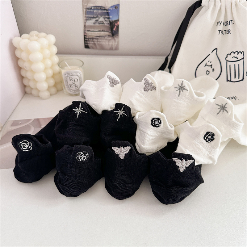 6 쌍 럭셔리 브랜드 여성 양말 귀여운 동물 꽃 자수  - Embroidery On Socks 리뷰 및 가격