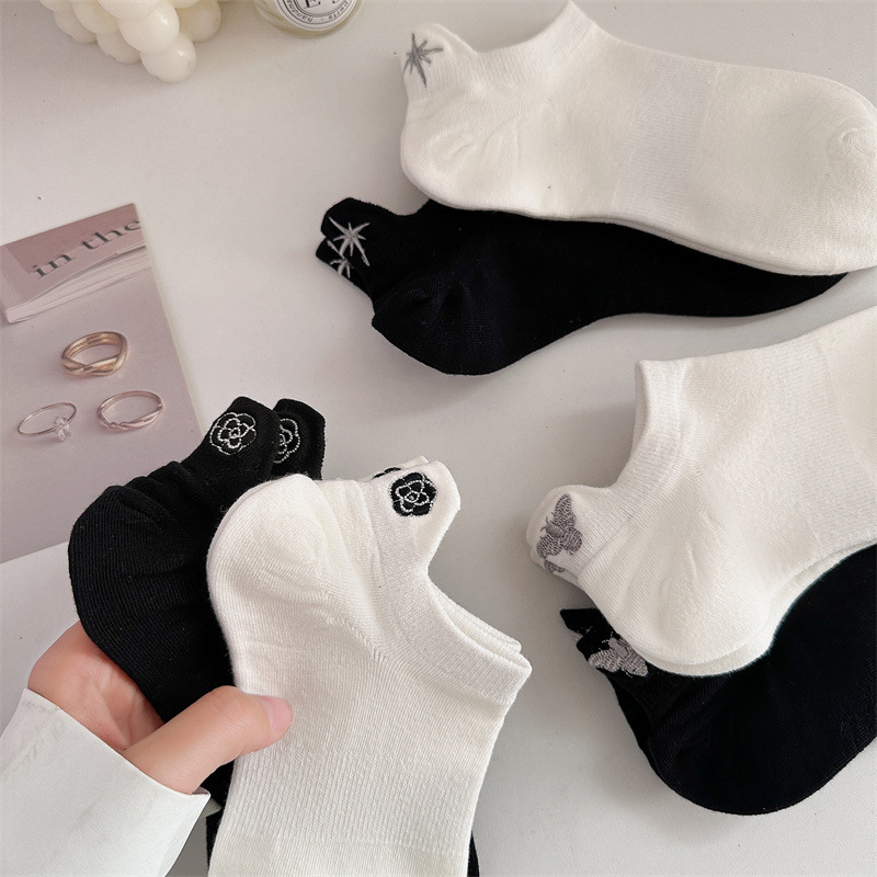 6 쌍 럭셔리 브랜드 여성 양말 귀여운 동물 꽃 자수  - Embroidery On Socks 리뷰 및 가격