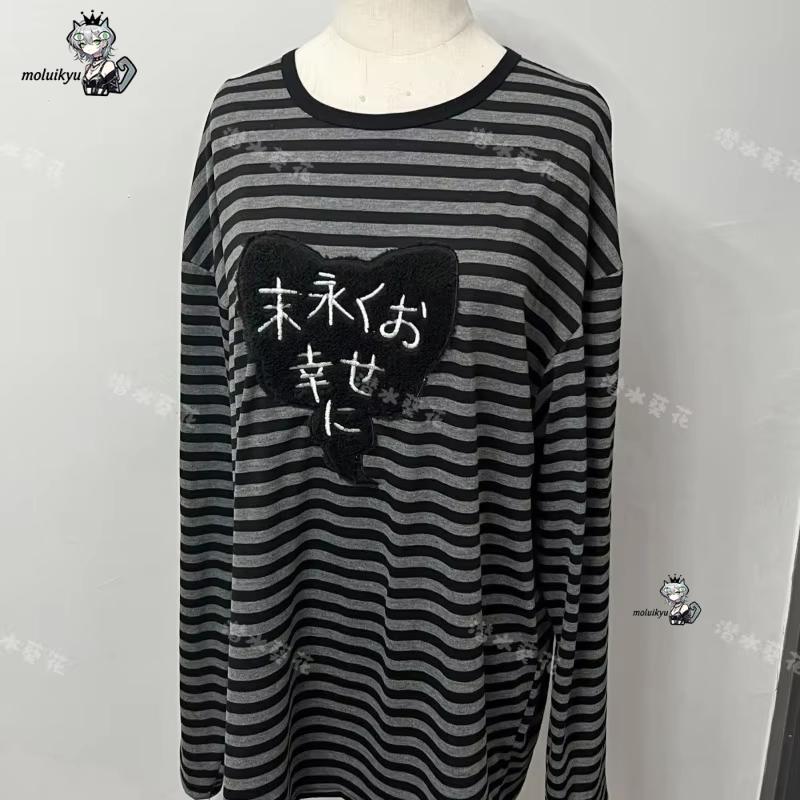 Y2K 아메리칸 펑크 빈티지 O 넥 긴팔 셔츠 올 매치 - Embroidery Designer 리뷰 및 가격