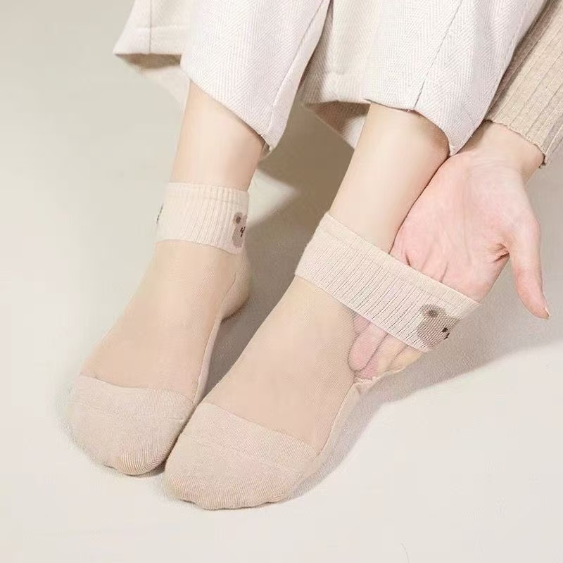 여성용 시스루 아이스 실크 폴리에스터 보트 양말 자수  - Embroidery On Socks 리뷰 및 가격