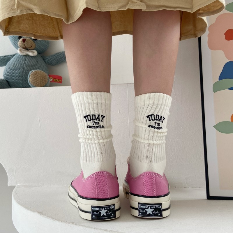 남녀공용 재미있는 면 양말 자수 레터, 일본 한국 디자 - Embroidery On Socks 리뷰 및 가격