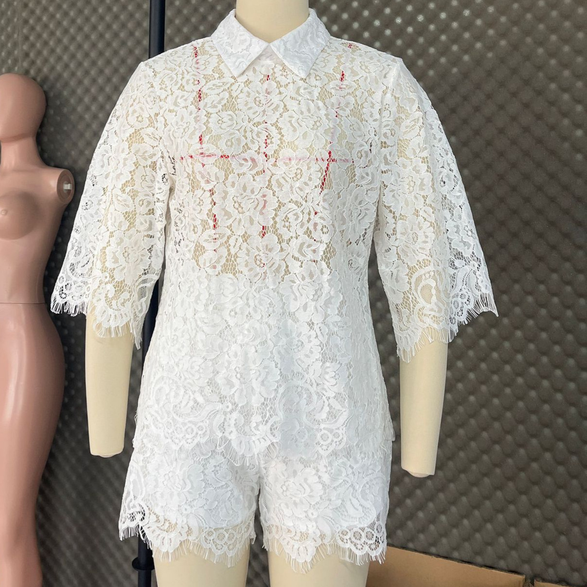 섹시한 레이스 자수 반바지 정장 여름 신상 솔리드 홀로 - Embroidery Class 리뷰 및 가격