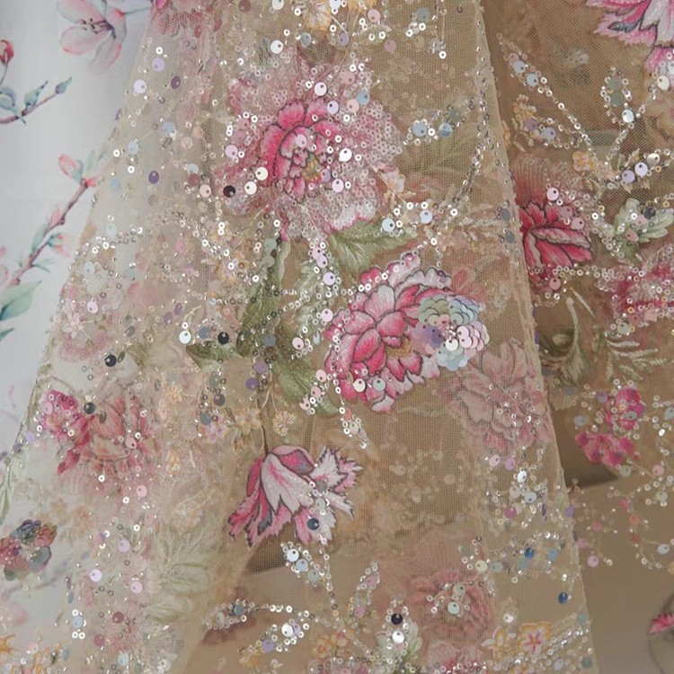 1M 120Cm 와이드 럭셔리 비즈 레이스 원단 3D  - Embroidery Abaya 리뷰 및 가격
