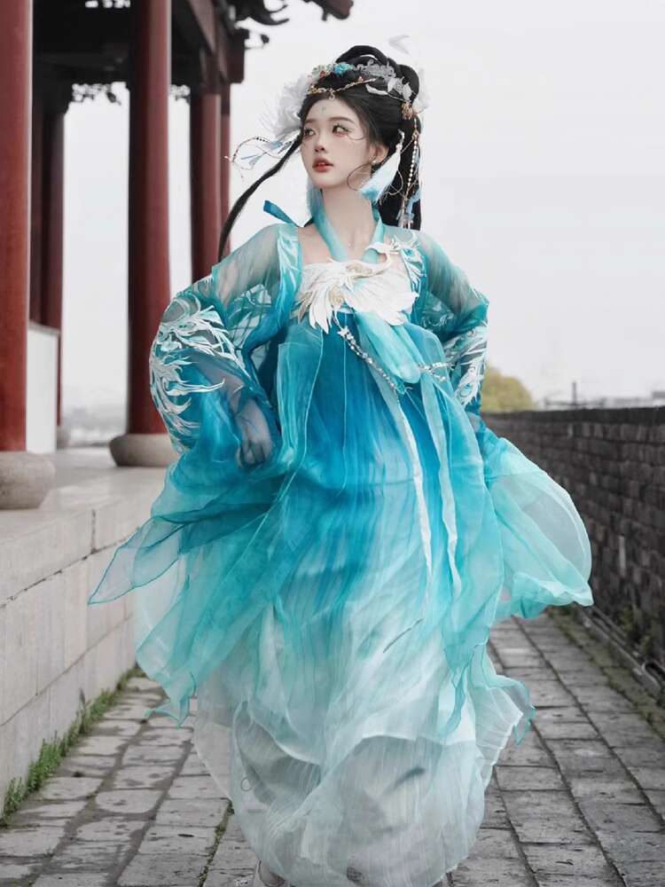 새로운 Peacock Hanfu 여성 패션 중공업 자수 - Embroidery Shirt 리뷰 및 가격